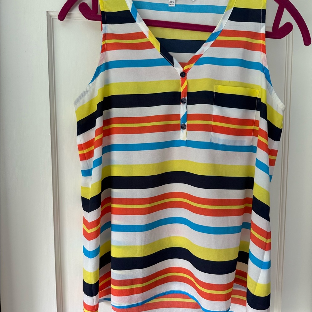 Collective Concepts Multicolor Striped Sleeveless Blouse
